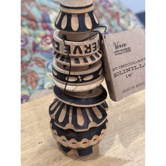 NWT 14" Verve Culture Wooden Traditional Molinillo Whisk Hand Carved Alder Wood - Picture 12 of 13